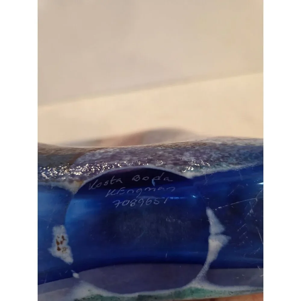 Kosta Boda Cancan Decanter Signed Kjell Engman Vintage Swedish Art Glass 12